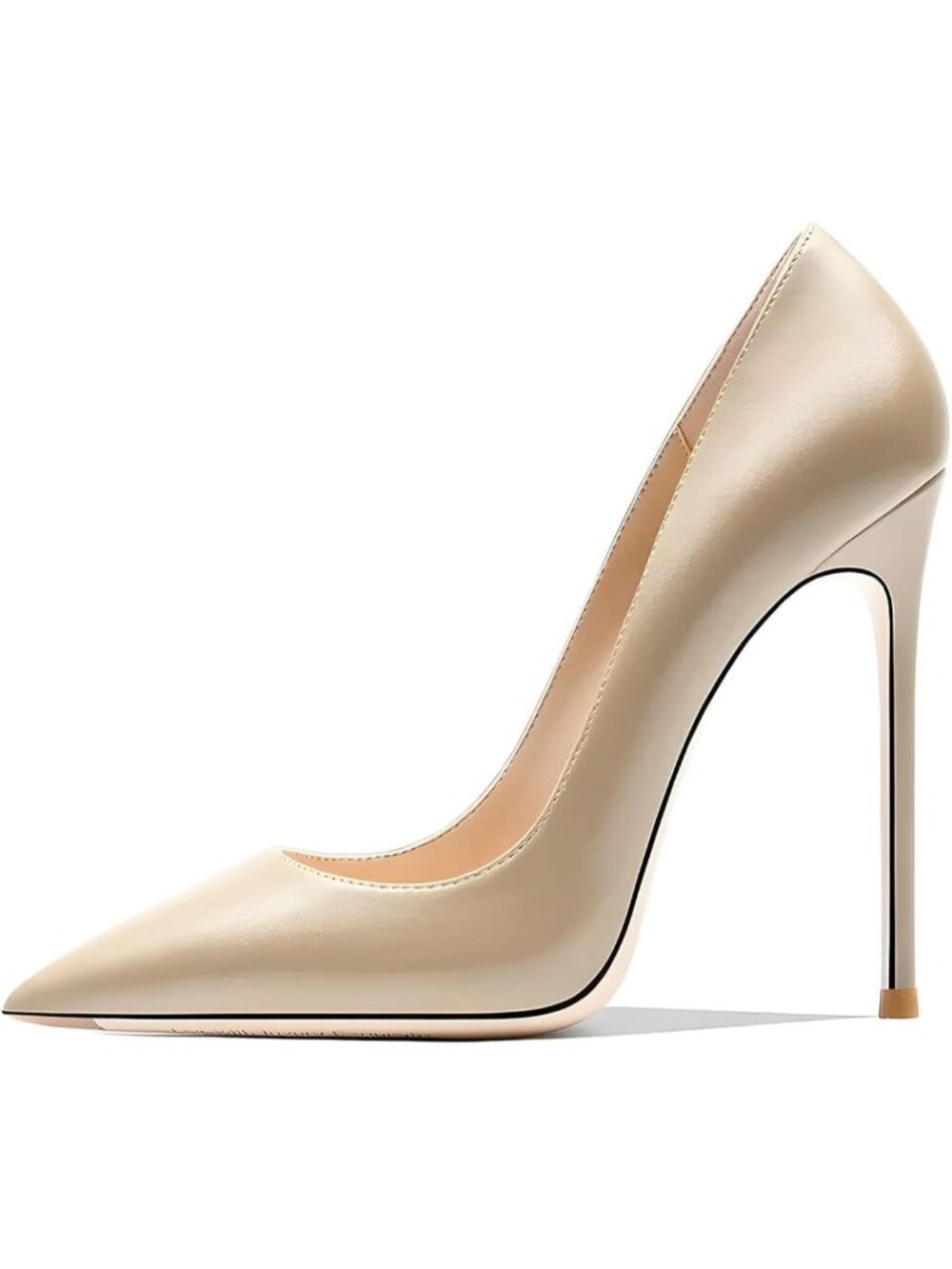 Women's Nude Pleather Faux Leather Pointed Toe Stiletto Heel Banquet Pumps Shoes